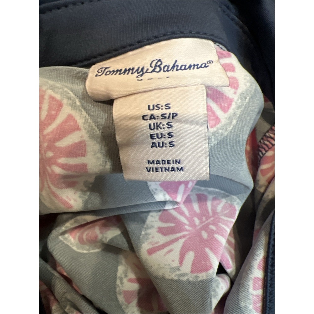Tommy Bahama GOLF Womens Polo‎ Shirt Small S Navy And Pink Sleeveless - Picture 8 of 10